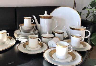 Vintage 60er Rosenthal Porzellan Kaffeeservice Berlin weiß gold Kurfürstendamm