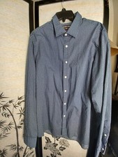 Michael Kors mens Longsleeve Classic Fit Dress Shirt Size Xl Blue  White Dots