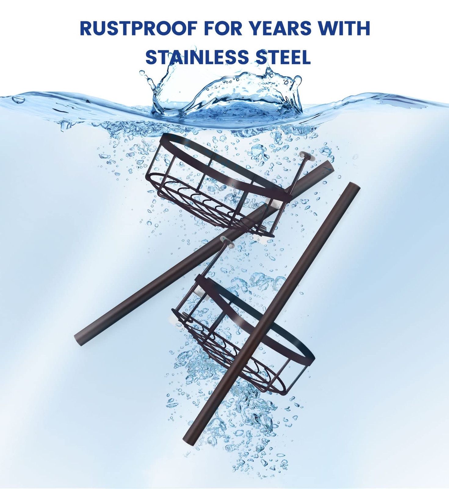 Seirione Bathroom Shelf Tension Shower Pole Corner Caddy Rustproof 4