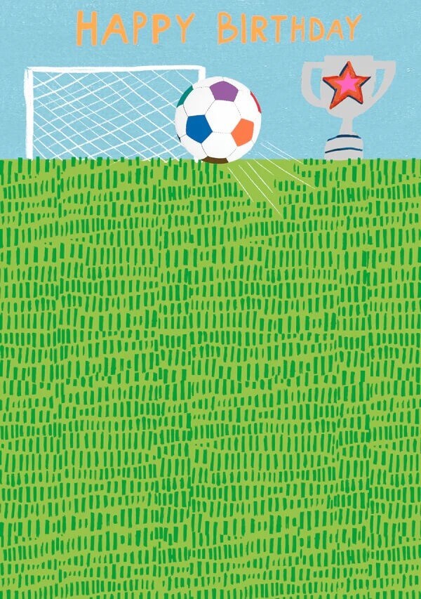 Bright Birthday Card Neon Football Sport - Fun Embossed Foiled Greeting Card