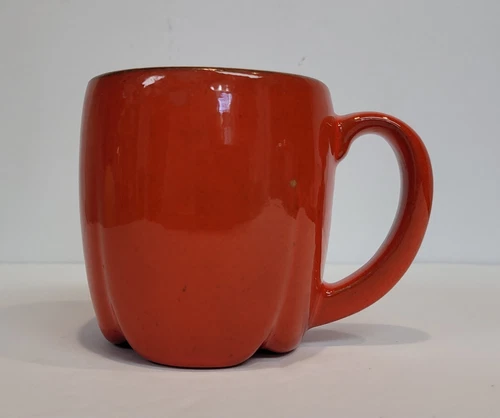 Vintage Frankoma Plainsman Flame Red Orange 8oz Coffee Cup, Mug. 3½" Tall.