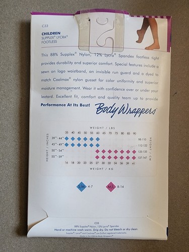 Body Wrappers C33 Girl's Footless Tights - Picture 7 of 9