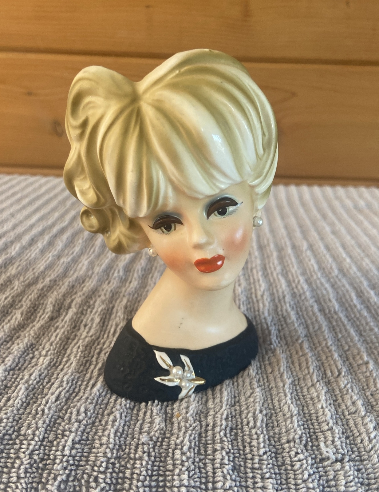 Vintage Napcoware Lady Head Vase Planter Blonde Pearls Red Lips 4.5 Inch Tall eBay