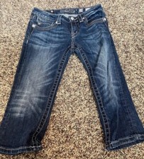 Miss Me Capri Blue Denim Jeans youth girl size 14 EUC