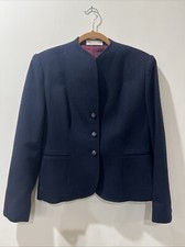 Vintage Evan Picone Navy Blazer Wool Blend Union Tag Sz 12 Pockets Union Tag