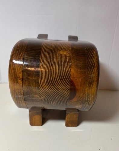 Vintage Cute WOOD PIG SHAPED PIGGY BANK 5” Tall 5” Wide & 6.5” Long - Picture 8 of 11
