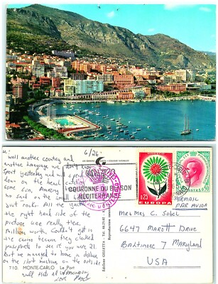 S03-9321, MONTE CARLO, LE PORT, *MONACO 1965 TO USA, POSTCARD