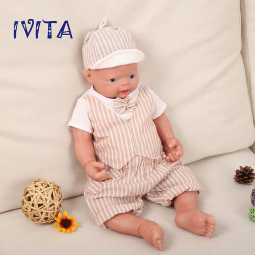 IVITA 18'' Full Silicone Reborn Baby BOY Take Pacifier Lifelike Cute Dolls 
