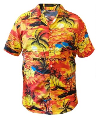 Herren Hawaii Shirt Surfen Blumenmuster Strand Urlaub Tanz Druck Hirsch Party Rockabilly 