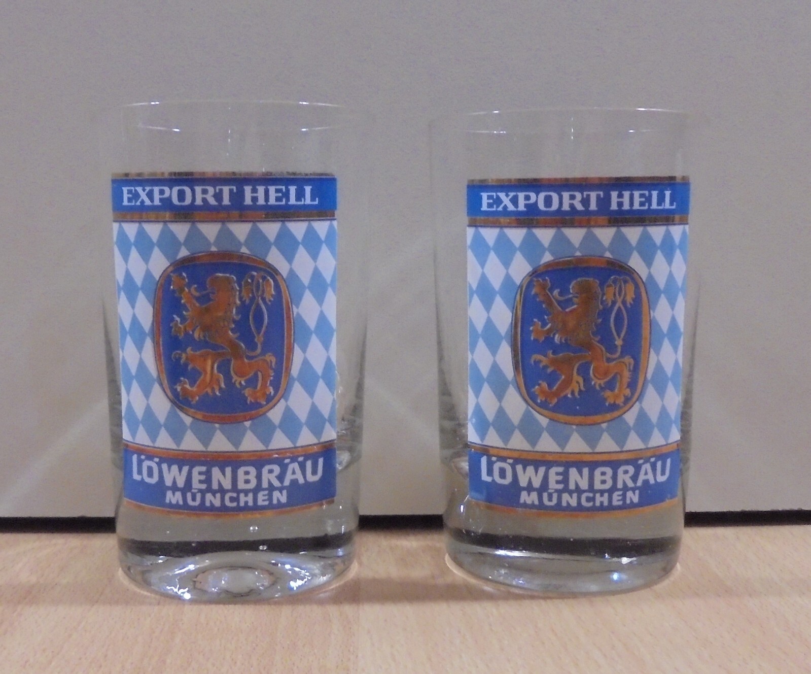 LOWENBRAU MUNCHEN BEER SET OF TWO VINTAGE GLASSES eBay