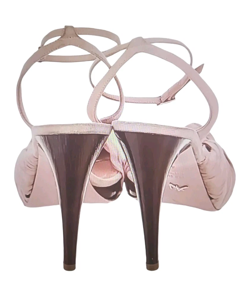 Sandalias Alexandra Neel Rosa Polvoriento Plisadas Seda Gasa y Gamuza IT40/US10 Foto 4 de 4