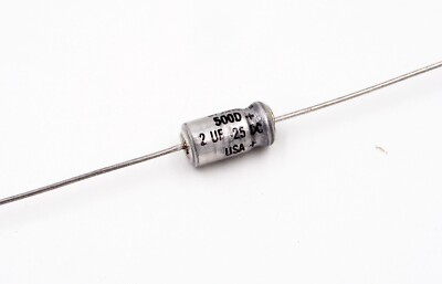 Vintage Vishay Sprague Silver 2UF 25V Axial Aluminum Electrolytic Capacitor USA