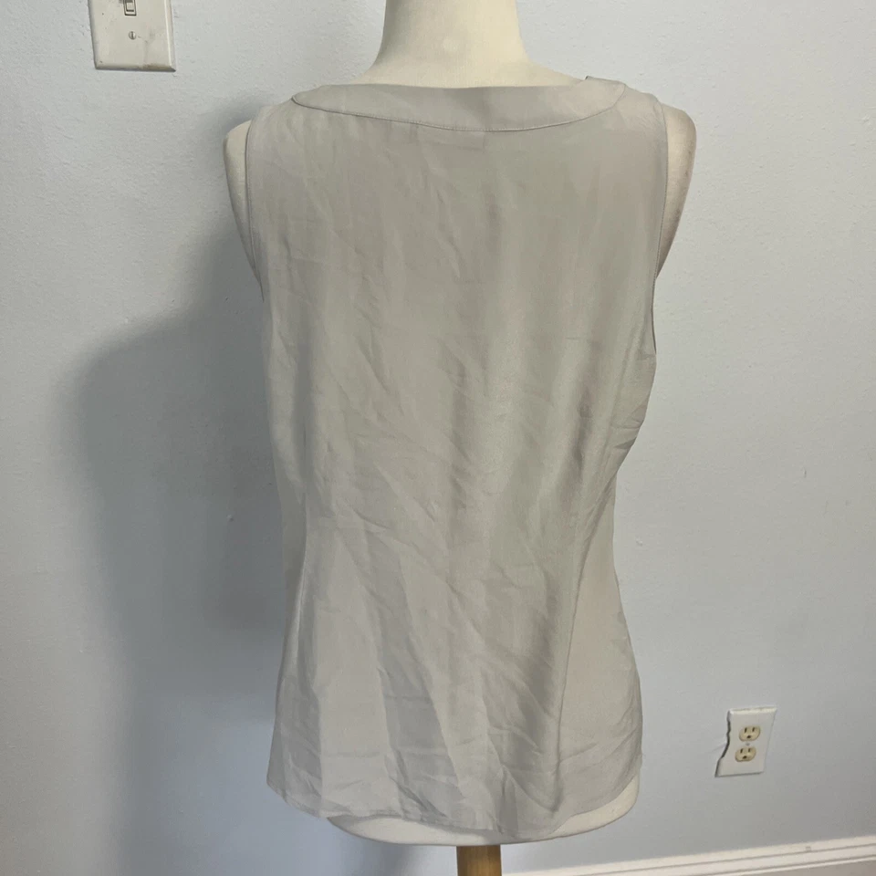 Halogen Top Womens Medium Silk Sleeveless Pleated Gray Blouse - Image 4 of 4