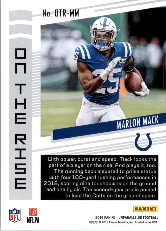 2019 Panini Unparalleled On the Rise #24 Marlon Mack - NM-MT - Image 2 of 2