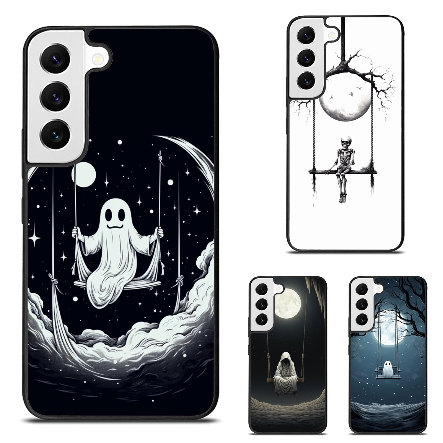 Hard Black Case For Samsung Galaxy Z Fold Flip 3 4 5 6 skeleton ghost