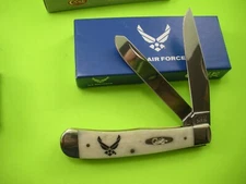 CASE USAF AIR FORCE NATURAL BONE TRAPPER KNIFE NEVER USED  IN BOX #6254 SS