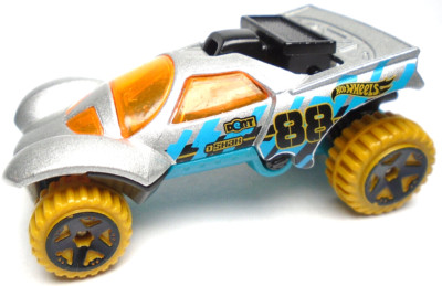 2016 HOT WHEELS DAKAR #88 SILVER 2 1/2'' DIECAST DUNE BUGGY CAR W/ ORANGE & BLUE