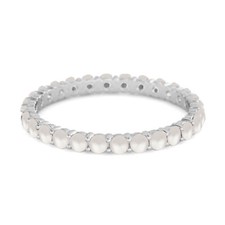 2MM Round Peral 925 Sterling Silver Full Eternity Women Stackable Ring