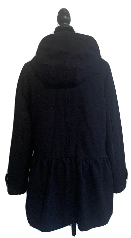 American Eagle black wool blend duffle coat parka Lined Toggle Buttons Sz M Wmns - Image 2 of 4