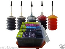 Refillable ink cartridges for Canon PGI-5BK CLI-8:iP5200 iP5200R MP500 5x30ml 1P