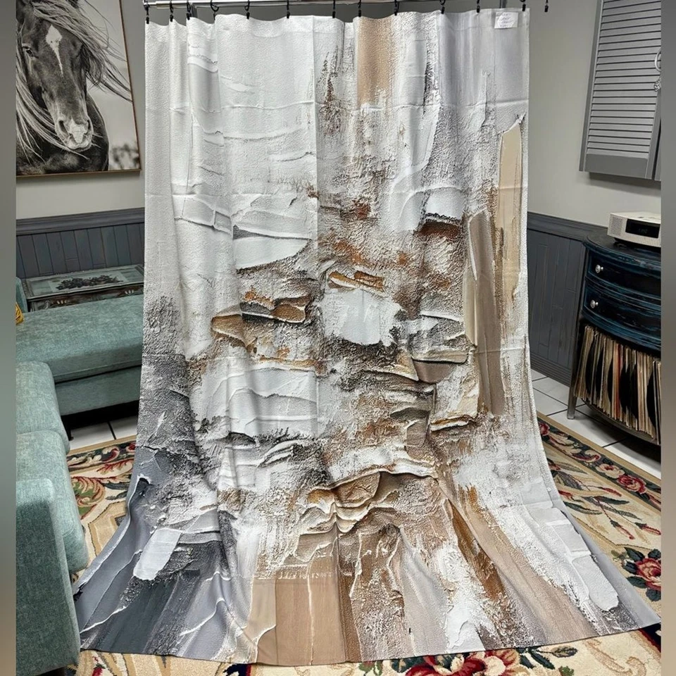 East Urban Home Abstract Dessert Textured Shower Curtain 70x93 Beige Tan NWOT - Image 4 of 4