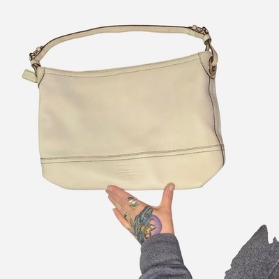 Coach White Leather Shoulder Bag With COA