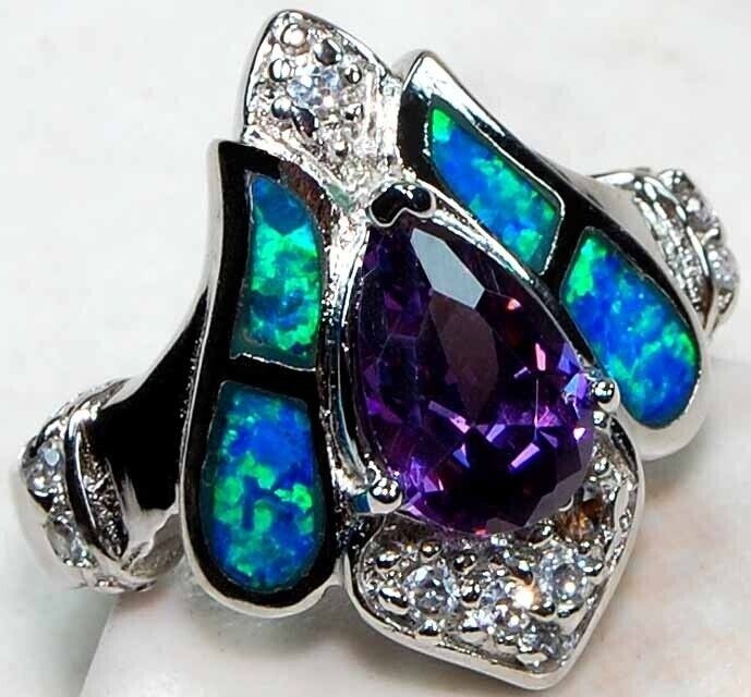 2CT Amethyst 925 Solid Sterling Silver Ring Sz 8 PC5-1
