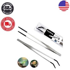 VraySang 2 PCS 10.6" Stainless Steel Reptile Feeding Tongs with Rubber Tips, ...