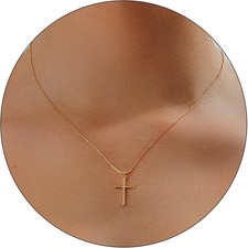 Gold Cross Necklace for Women 14K Plated Dainty Pendant Cross Chain Faith Crucif