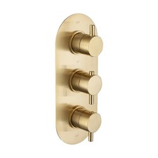Image of Brushed Brass 2 Outlet Concealed Thermostatic Shower Valve with Triple ARIBB012