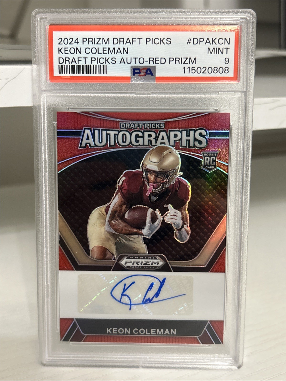 2024 Prizm Draft Picks Autographs Keon Coleman #DPA-KCN Red Prizm /199 (AU, RC)