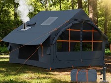 4 Season Inflatable Camping Air Tent with Stove Jack Waterproof Glamping Blow Up