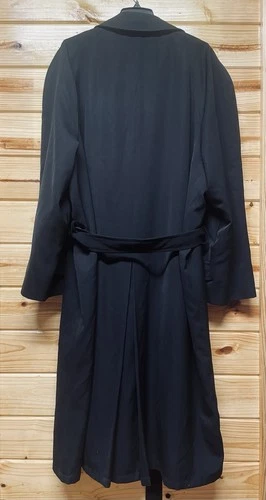Stanley Blacker VTG Black Trench Coat Mens XXL Wool Lining Dbl Breasted Belt USA image 11