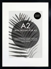 A2 Black Picture Frame With Mount For A3 - A2 for A3 Poster Frames Wall Hanging