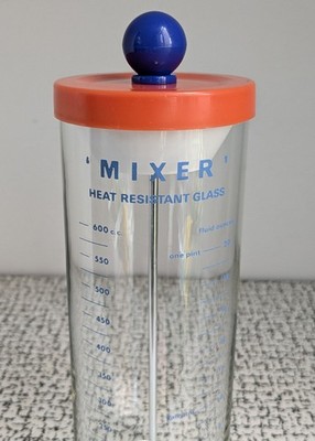 60er Vintage Retro Pyrex Hitzebeständiger Glas Mixer Heißgetränke Messen Orange Deckel