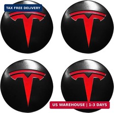 4PCS Wheel Center Cap Sticker 56mm Model 3 Y Matte Black Red For Tesla