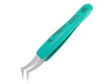 Excelta 6-SA-ET Tweezers, 3-Star, Angulated Flat Sharp Point, Anti-Mag. SS,