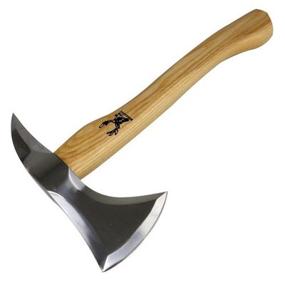 TheBoneEdge 15'' Throwing Axe Wood Handle Stainless Steel Light Wood With Sheath