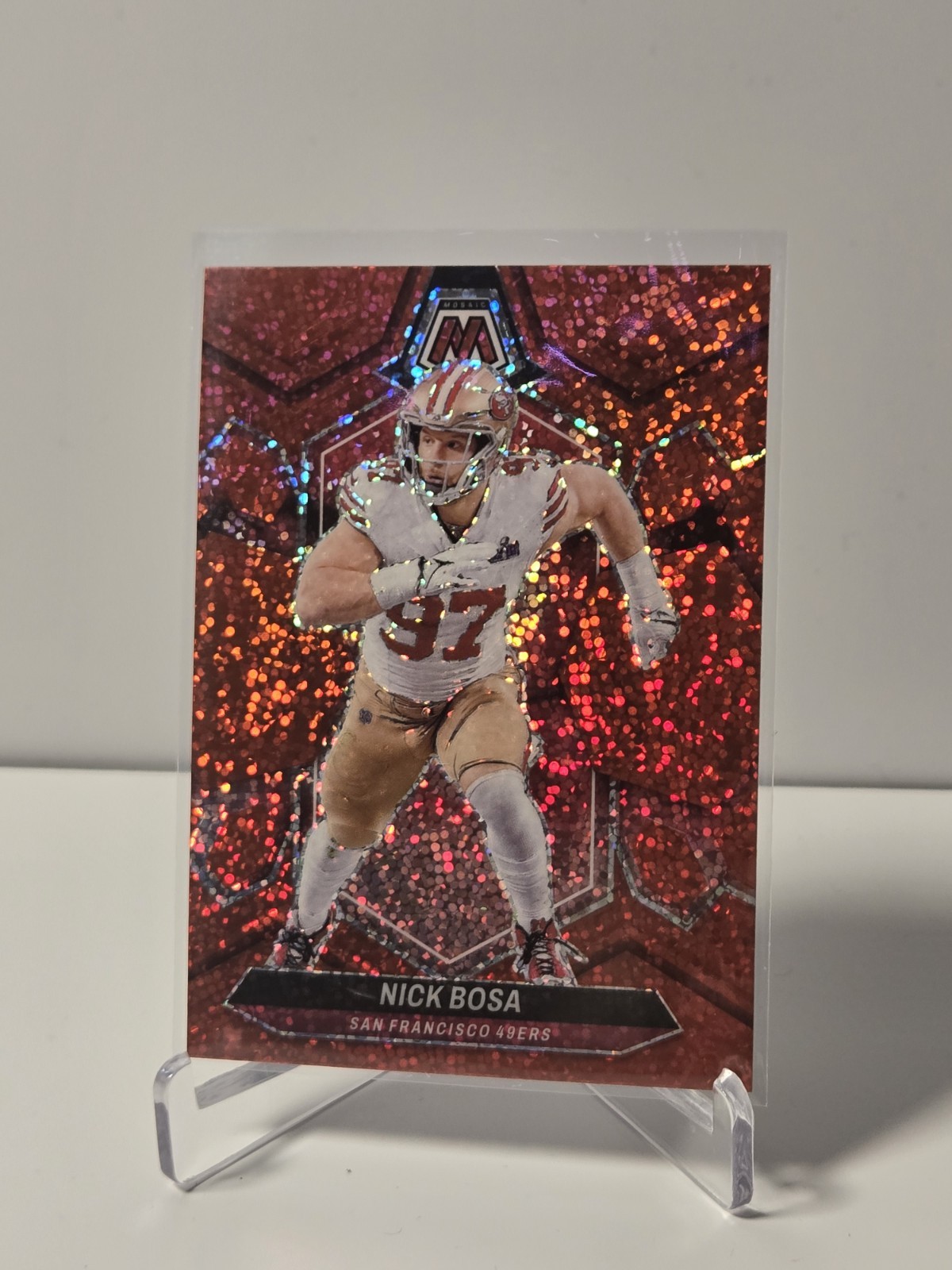 2024 Panini Mosaic Nick Bosa #195 Red Sparkle Prizm San Francisco 49ers
