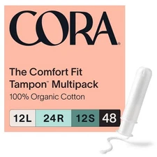 Cora Organic Cotton Tampons Mix Pack - Light/Regular/Super Absorbency - 48ct