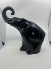 1993 Haeger Large Ceramic Trunk Up Good Luck Elephant #450 Black