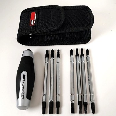 ANEX Super Action Grip Driver with 7 Bits Set Replacement Mag No.3350 JIS Japan