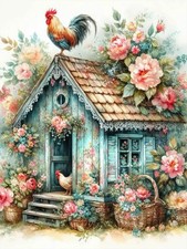 Chicken Coop Diamond Art Kits for Adults, 5D Diamond Painting Kits for Beginn...