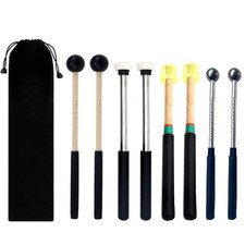 4 Pair Steel Tongue Drum Mallets with Storage Bag, 2 Pair Rubber Head Wood Gl...