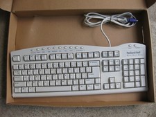 Vintage Packard Bell PS/2 Computer Media Select Keyboard Beige White FDA-116C