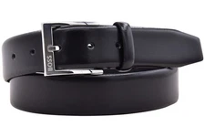 Hugo Boss Elloy-PC-AN_SZ35 Men's Genuine Italian Leather Belt Pin Buckle Black