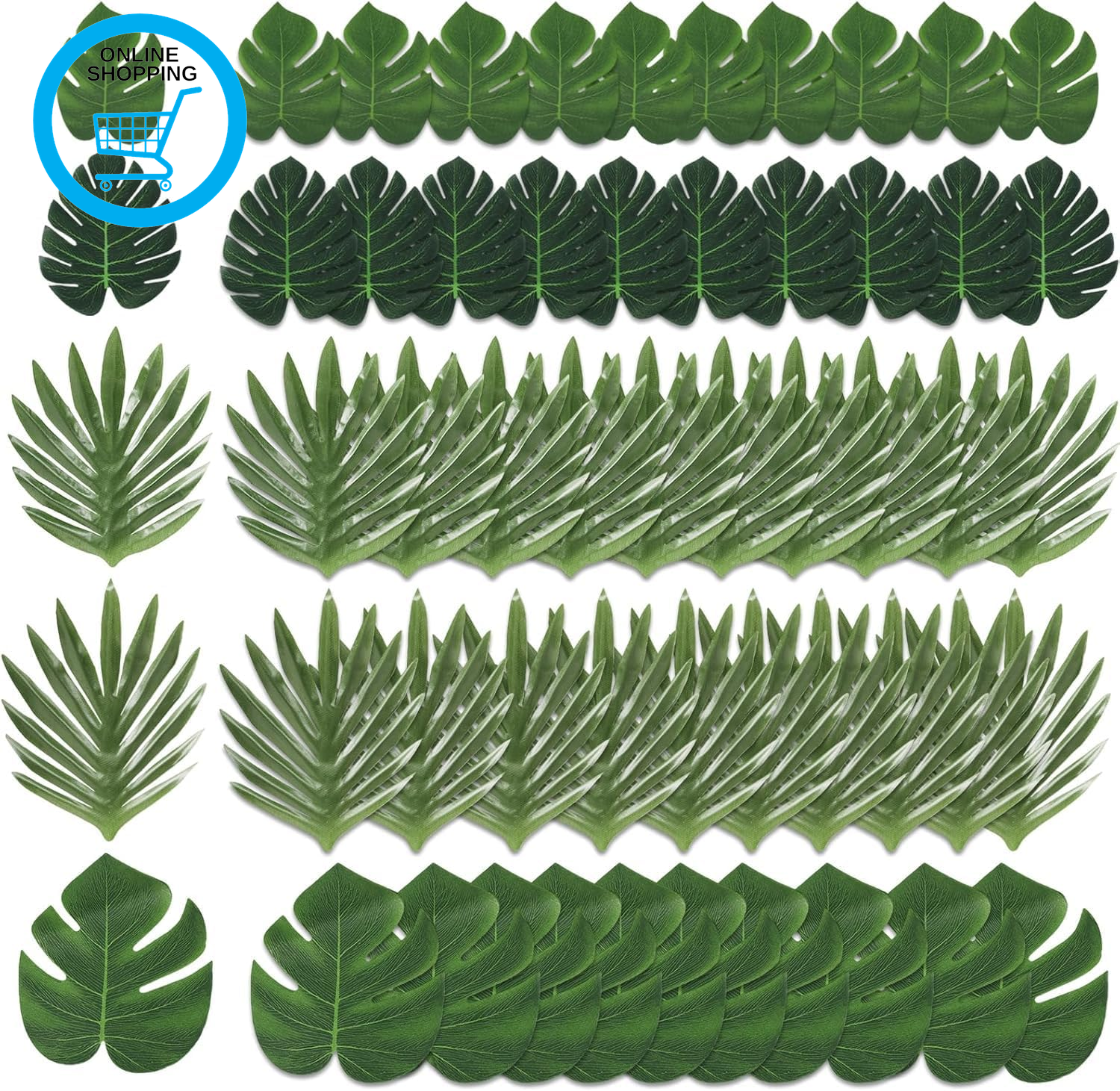 50Pcs Fake Leaves, Artificial Leaves, Tropical Monstera Leaves for Jungle Hawaii