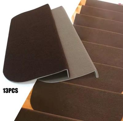 13 PCS Adhesive Carpet Stair Treads, Non-Slip Step Stair Protection Cover Pads