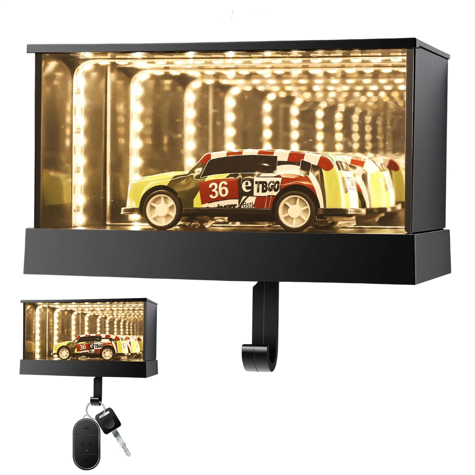 Key Holder For Wall Garage Wall Mount Organizer With LED Light And Car Model