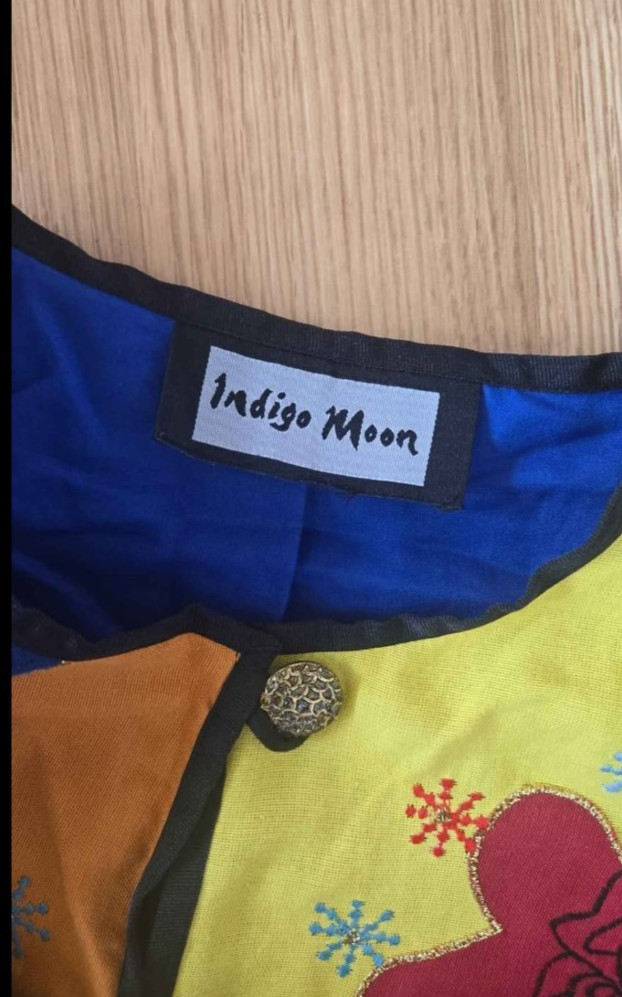 Indigo Moon Patchwork Jacket Embroidered Retro Fl… - image 5